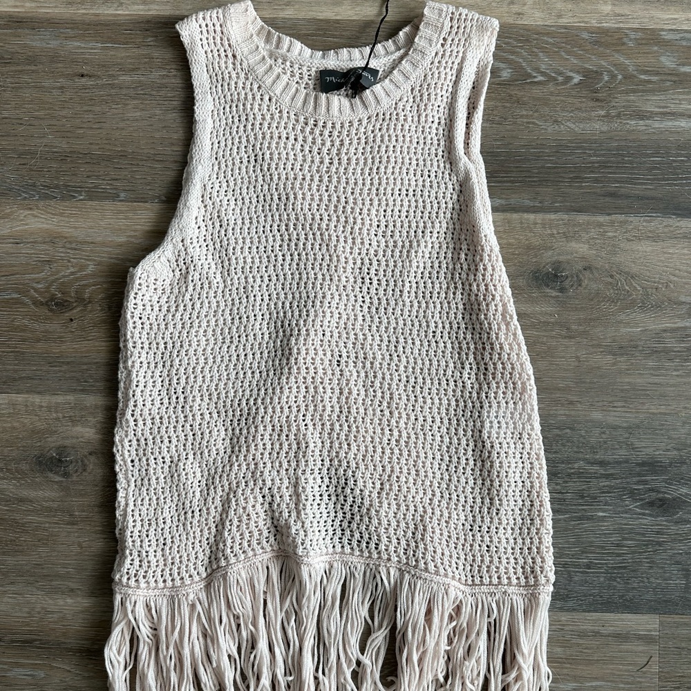 Michael Star Split Back Fringe Tank NWT